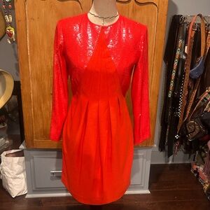 Reiss Rust Red Twist-Front Long-Sleeve Maxi Dress